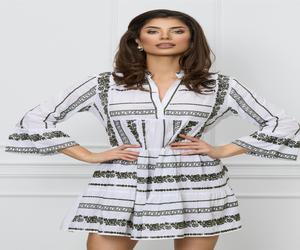 Rochie de vara alba cu broderie kaki